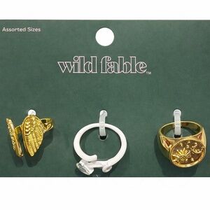Wild Fable Assorted Ring Set Celestial Gold & White Adjustable New